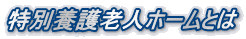 特別養護老人ホームとは